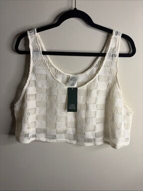wild fable Cream Crochet Crop Tank